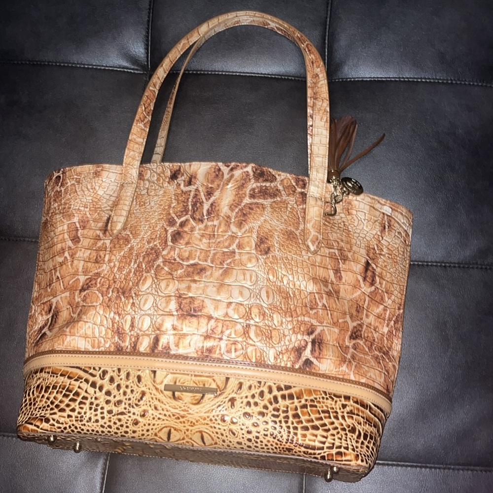 Brahmin Brooke Toasted Kempsey Leather Tote Bag - Tan (Pre-Owned)